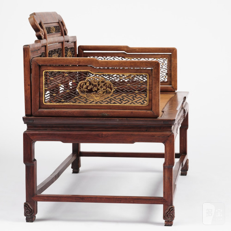 A Chinese hardwood throne chair/day bed, - 图4